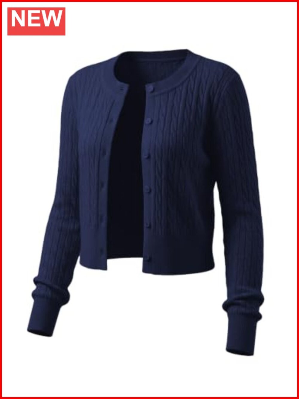 LETDIOSTO Women's Lightweight Micro-Cable Cropped Cardigan Sweaters XS-XL